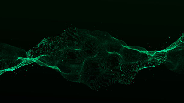 动态的声波。绿色能量流概念。网络空间背景。3 d渲染。图片下载