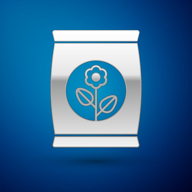 蓝色上有银色化肥袋图标图片下载