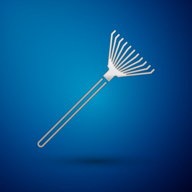 银色花园耙叶图标孤立上图片下载