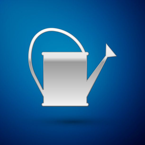 银色喷壶图标孤立的蓝色图片下载