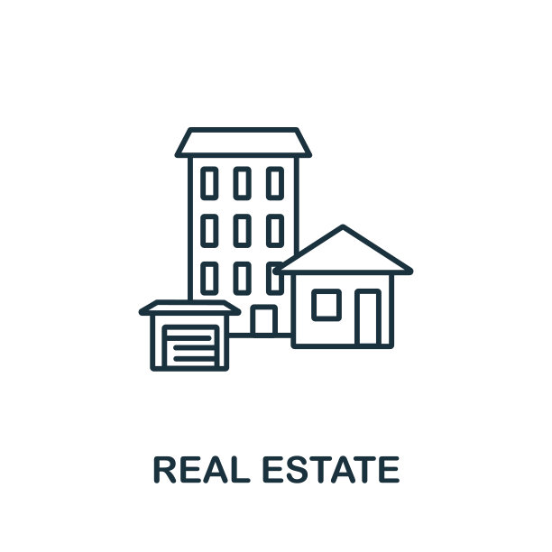 房地产图标。线条风格符号从房地产图标集合。房地产创意元素的标志，信息图形，用户体验和用户界面图片下载