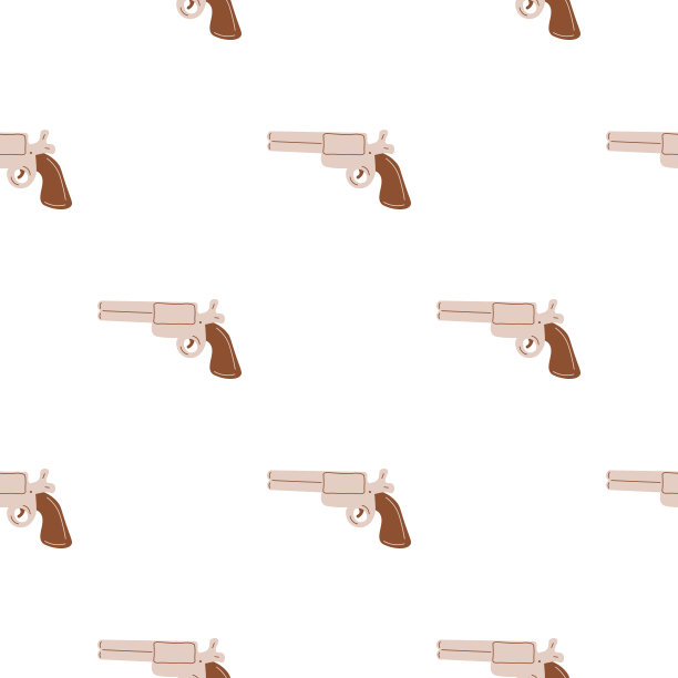 左轮手枪的无缝模式。西部的主题。手绘彩色时尚矢量打印。卡通的孩子的照片。图片下载