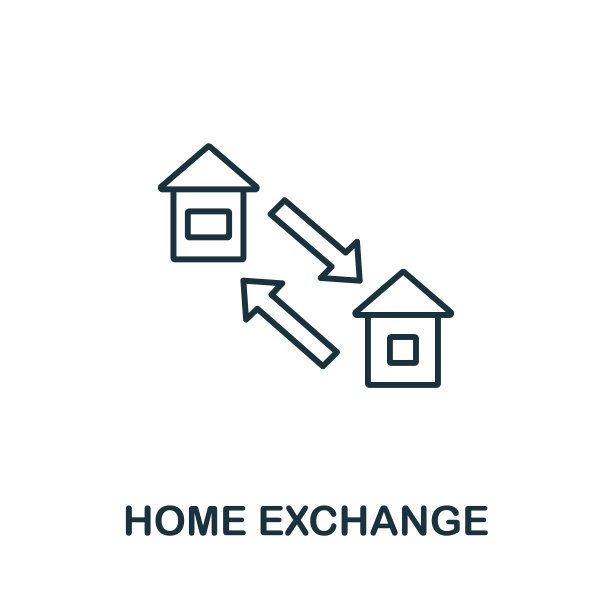 家交易所图标。线条风格符号从房地产图标集合。Home Exchange创意元素的标志，信息图形，用户体验和用户界面图片下载