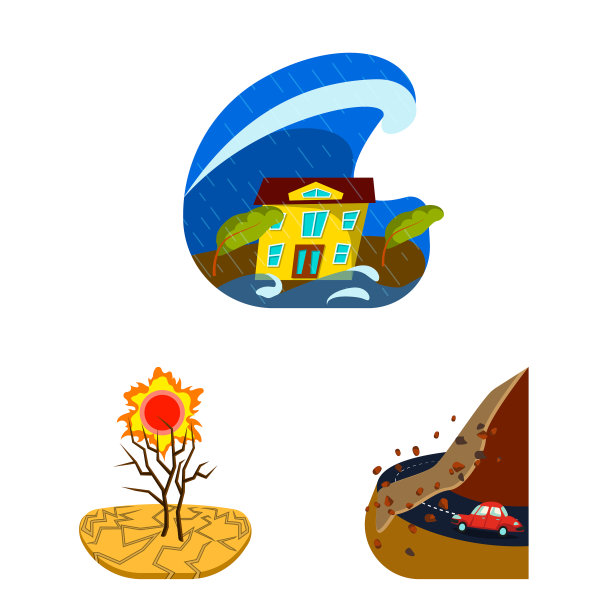 设计灾变和灾难标志集图片下载