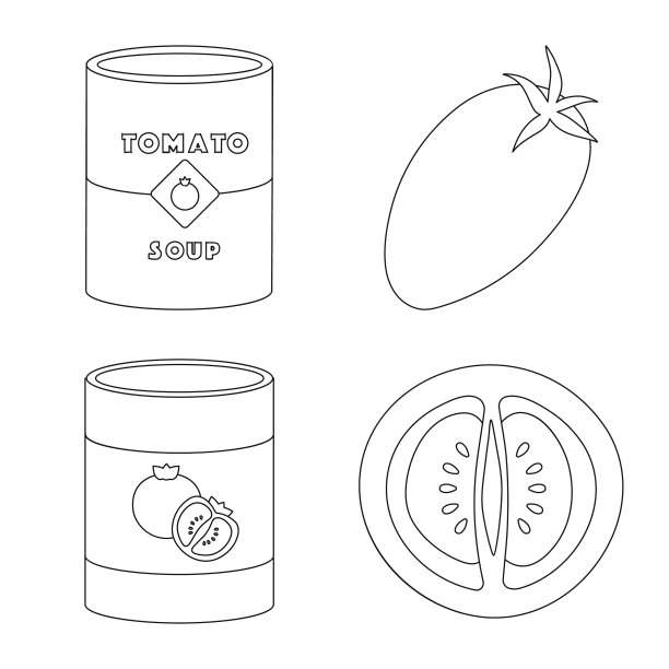 番茄和饮食符号集图片下载