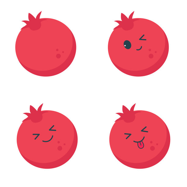 可爱风格的石榴带着情感。水果图片下载