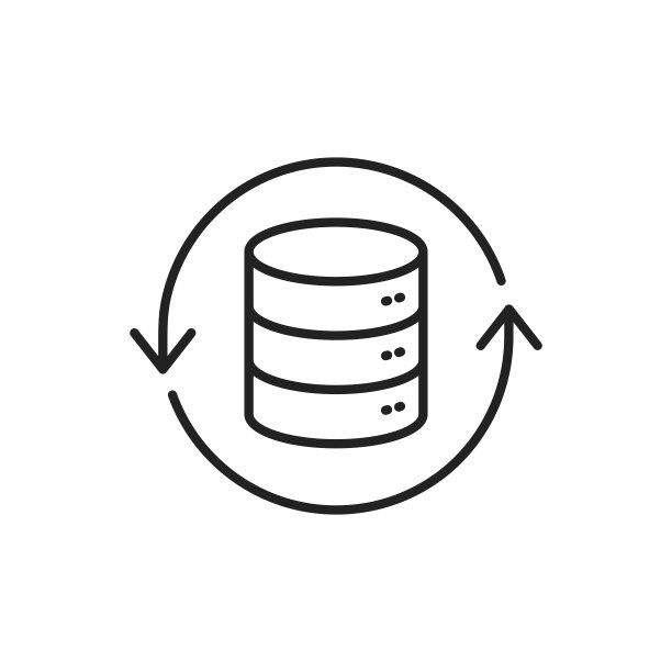 数据库恢复图标。高质量的黑色矢量插图。图片下载