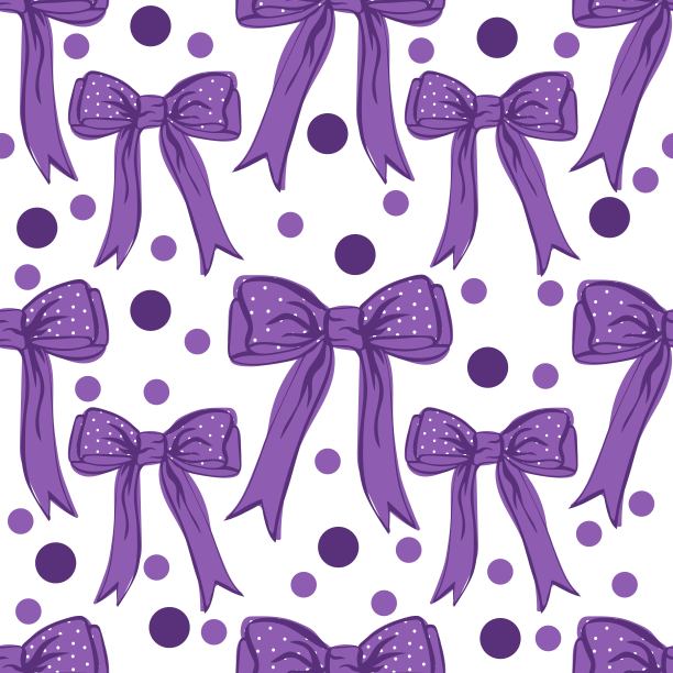 无缝图案与紫色领结和圆点白色背景图片下载