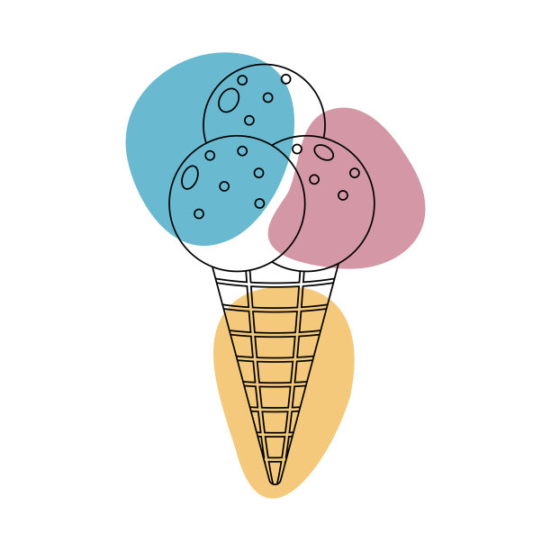 以冰淇淋的线条艺术风格为背景的彩色斑点图片下载