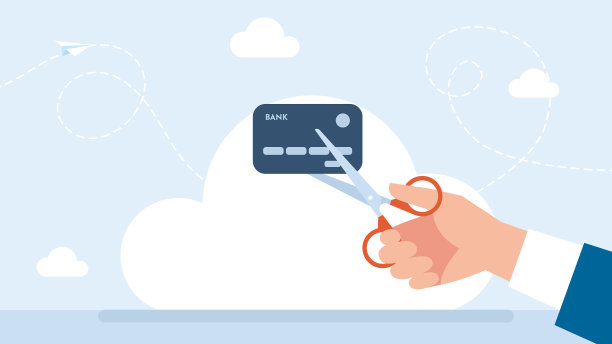 贷款取消。拒绝资助。贷款偿还。贷款。贷款的比喻。用剪刀剪信用卡。银行服务概念抽象。信用评级。平面矢量业务插图。图片下载