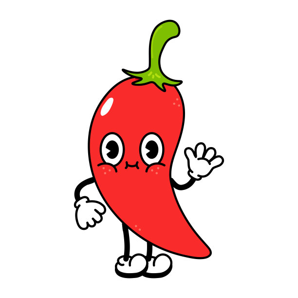 可爱有趣的辣椒角色。矢量手绘卡通卡哇伊人物插图图标。孤立在蓝色背景。辣椒人物概念图片下载