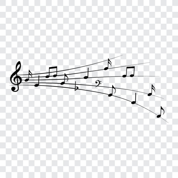 音乐笔记，流动，孤立的矢量插图。图片下载