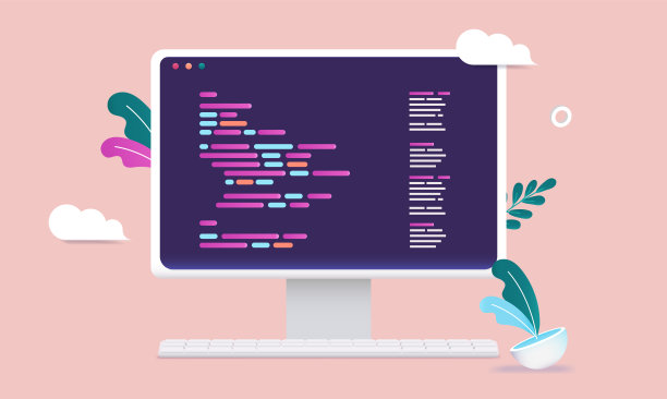 在屏幕上显示代码的台式计算机图片下载