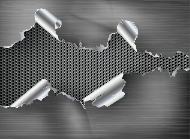 钢背景上的破洞。矢量图图片下载