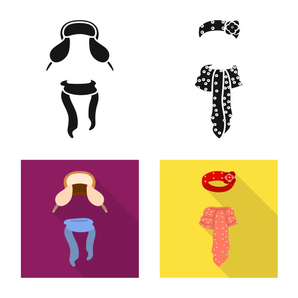 隔离的对象衣服和纹理图标集图片下载