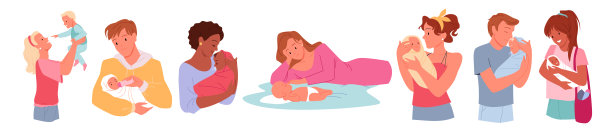 幸福的父母抱着宝宝，女人和男人抱着新生的孩子，家庭拥抱图片下载