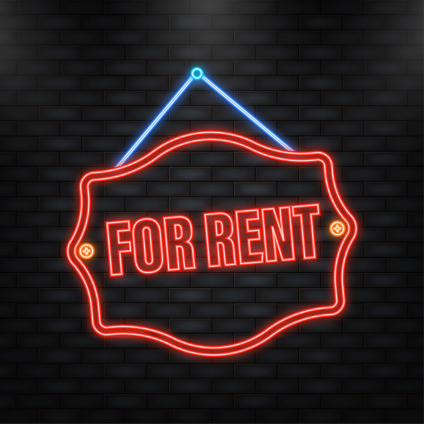 霓虹灯图标。出租的迹象。孤立的矢量图。矢量插图设计。设计元素图片下载