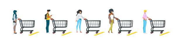 一群人推着空空的购物车图片下载