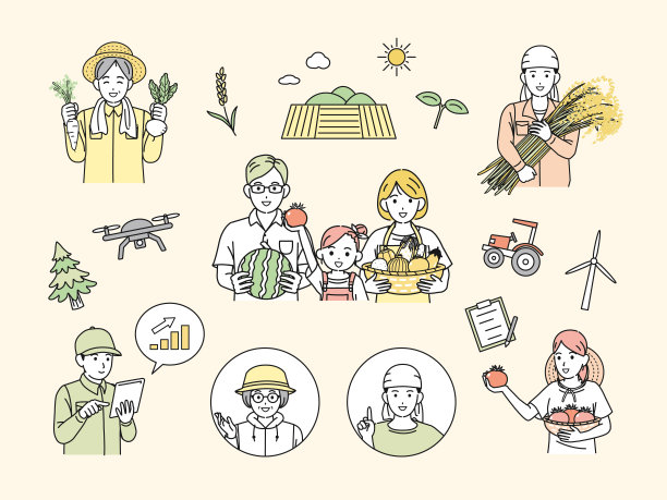 农民收获食物的剪贴画图片下载