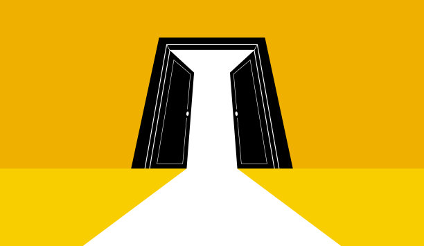 半开的暗门新机遇概念矢量说明，对未知的恐惧，踏入未来，什么在后面，什么在那里。图片下载