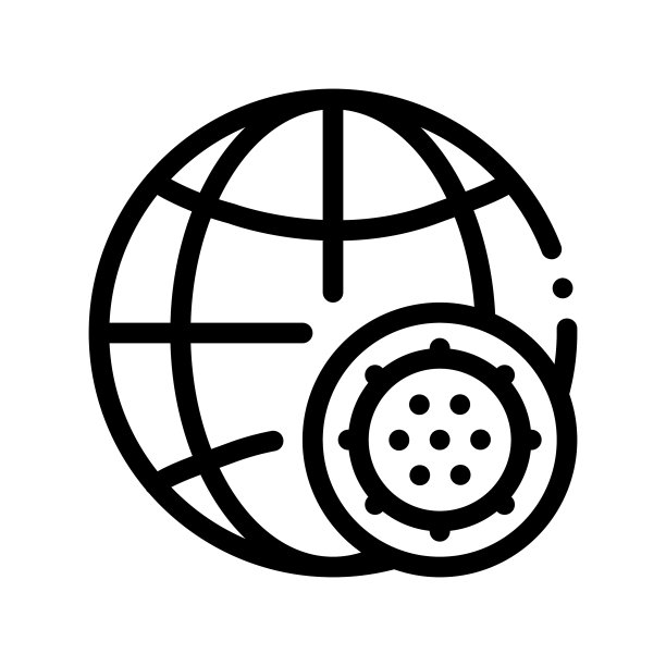 微观细菌和行星标志图标图片下载