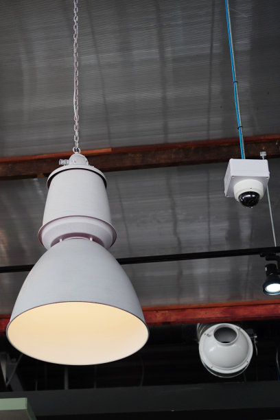 白色的吊灯和闭路电视摄像头图片下载