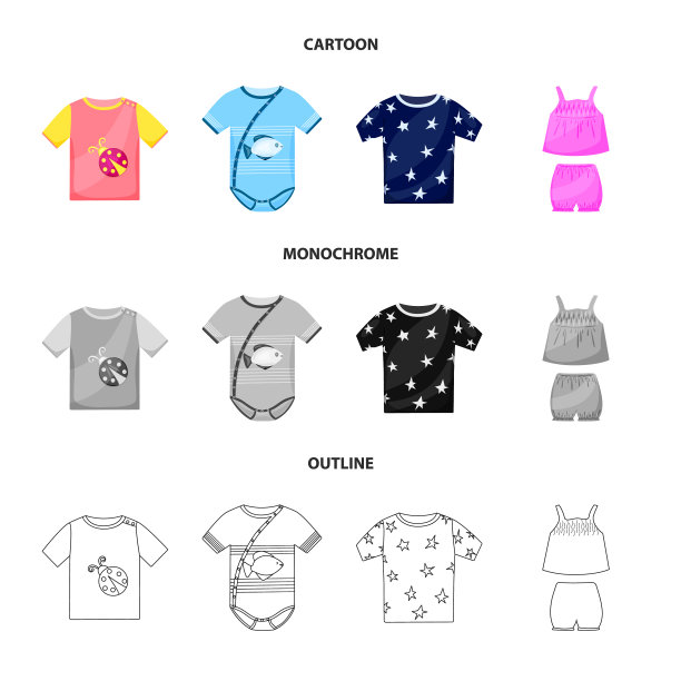 设计时装和服装标志集图片下载