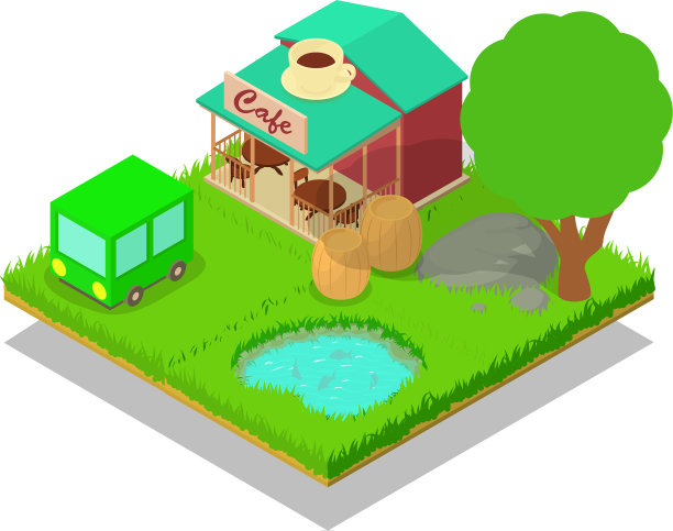 乡村咖啡馆概念横幅等距风格图片下载