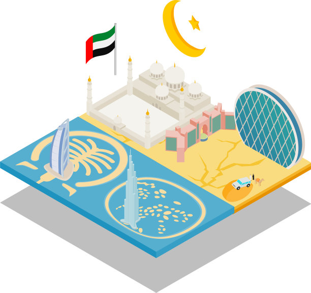 迪拜概念横幅等距风格图片下载