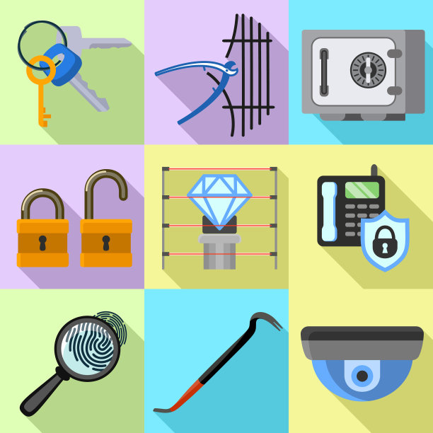 博物馆保安图标设置扁平风格图片下载