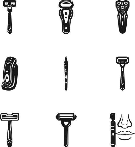 男子剃须刀图标设置简单的风格图片下载