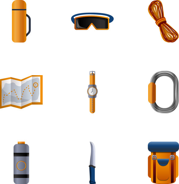 露营工具图标设置卡通风格图片下载