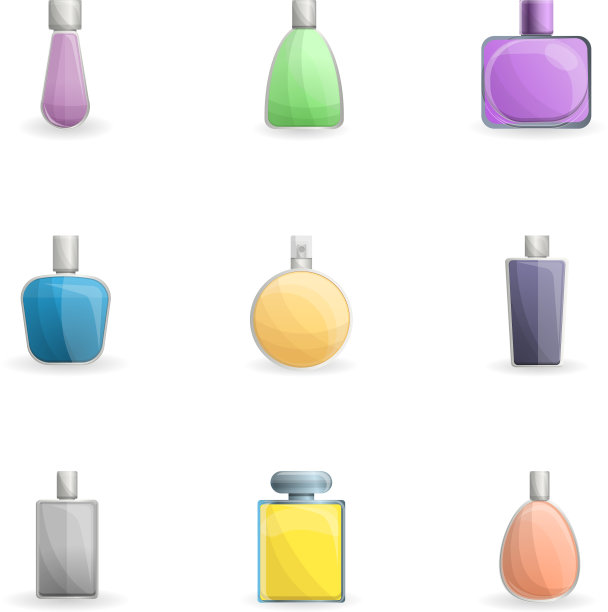 喷香水瓶图标设置卡通风格图片下载