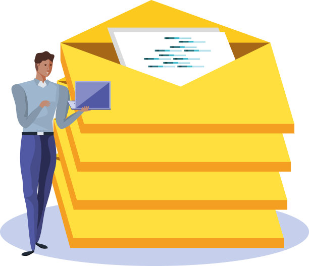 拿着笔记本电脑和信封的商人图片下载