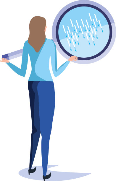 带着搜索放大镜的女商人图片下载