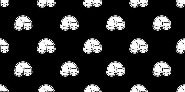 猫无缝图案小猫矢量印花布睡觉品种neko卡通人物宠物瓷砖背景重复壁纸动物涂鸦插图设计围巾隔离图片下载