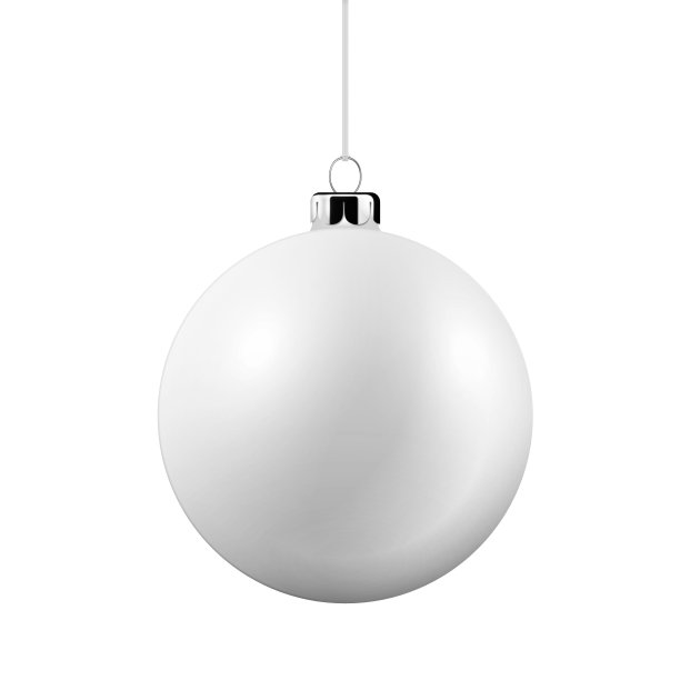 矢量现实3d白色圣诞玻璃球模型特写隔离。设计模板的圣诞和新年树玩具装饰球模型。前视图图片下载