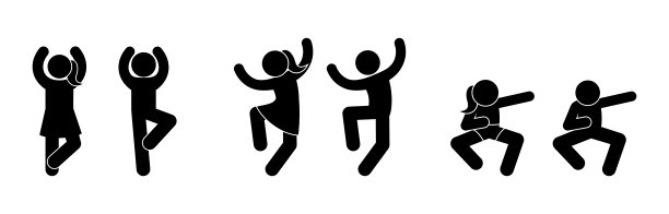 男性和女性雕像，舞蹈动作，男孩和女孩跳舞，成对的舞伴在舞蹈，孤立的矢量图标图片下载