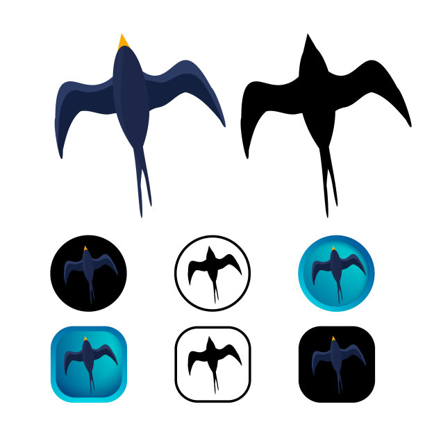 扁平燕子鸟图标收集图片下载