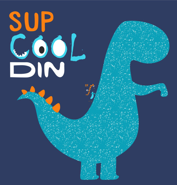 超级酷的恐龙有趣的儿童t恤设计图片下载