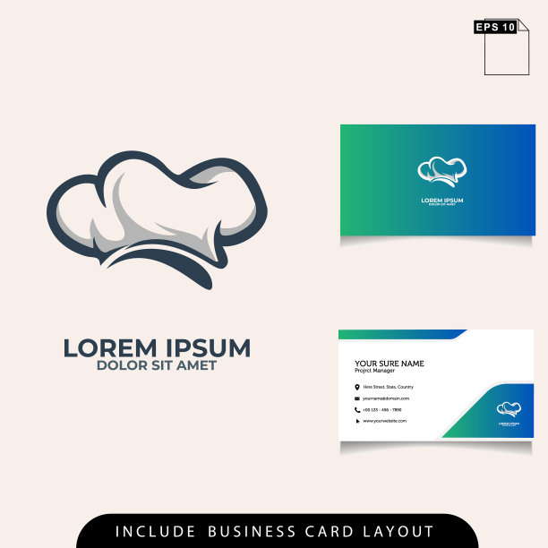 厨师帽标志与极简概念图片下载