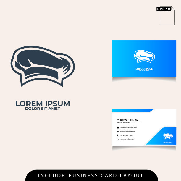 厨师帽标志与极简概念图片下载