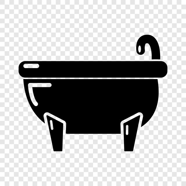 浴缸图标简单的黑色风格图片下载