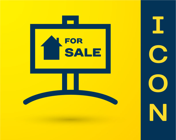 蓝色悬挂标志与文字出售图标隔离图片下载