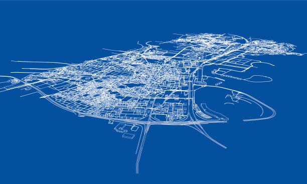 勾勒城市概念线框风格图片下载