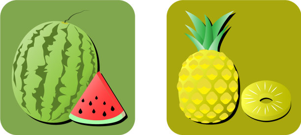 水果图标设置平面图标彩色梯度风格图片下载