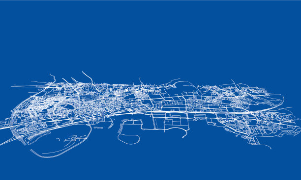 勾勒城市概念线框风格图片下载
