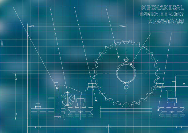 机械工程图纸绘制蓝色网格图片下载