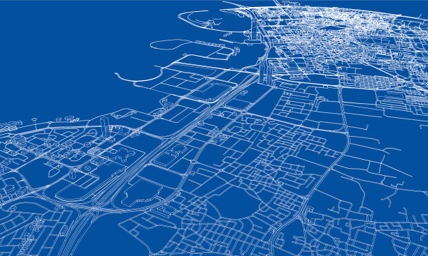 勾勒城市概念线框风格图片下载