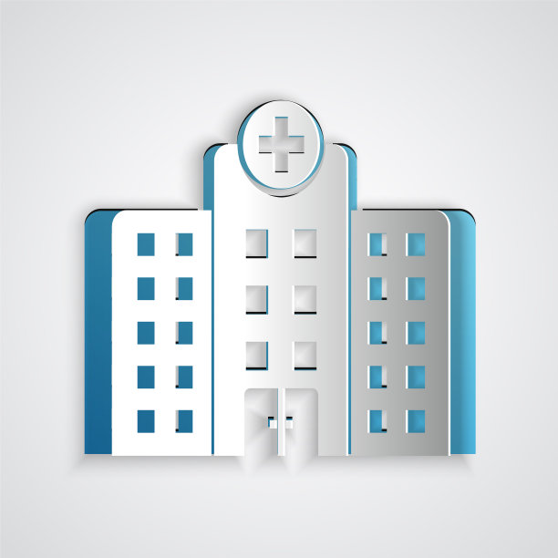 剪纸医学医院大楼与十字图片下载